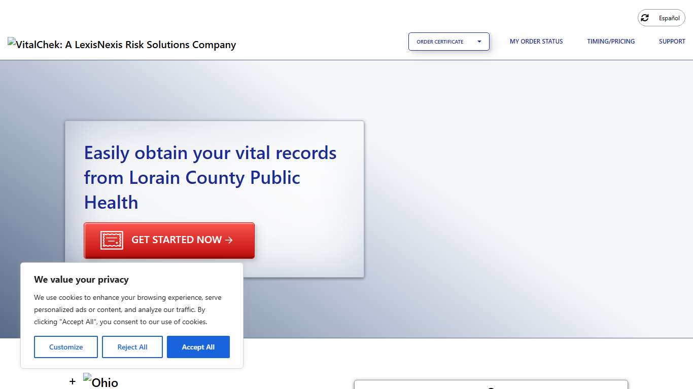 Lorain County Public Health (OH) | Order Certificates - VitalChek