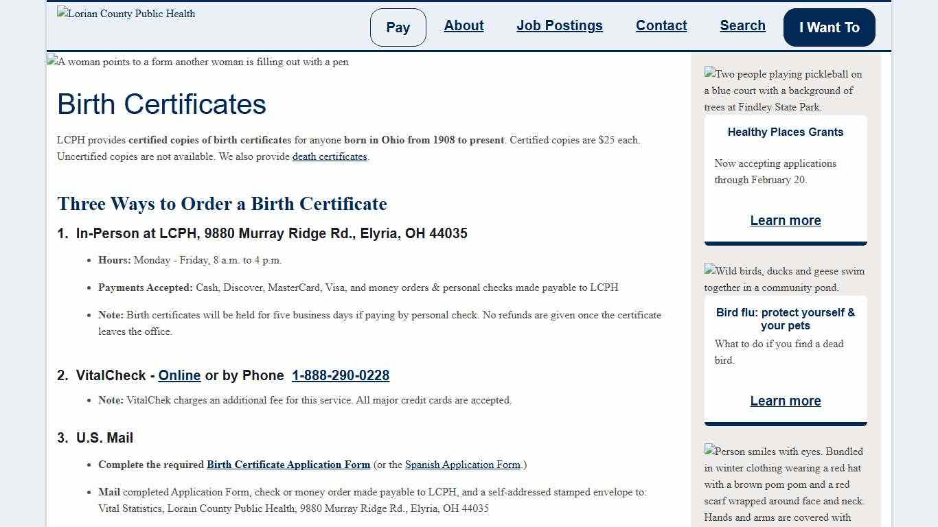 Birth Certificates - Lorain County Public Health