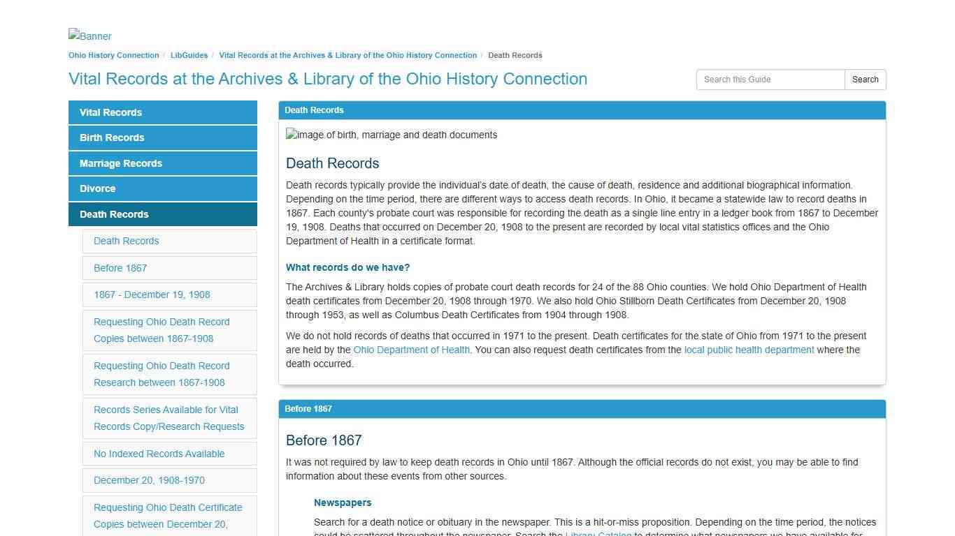 Death Records - Vital Records at the Archives & Library of the Ohio History Connection - LibGuides at Ohio History Connection